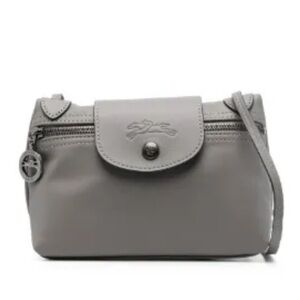 Longchamp Turtledove Gray Leather Le Pilage Xtra XS Women's Crossbody Bag